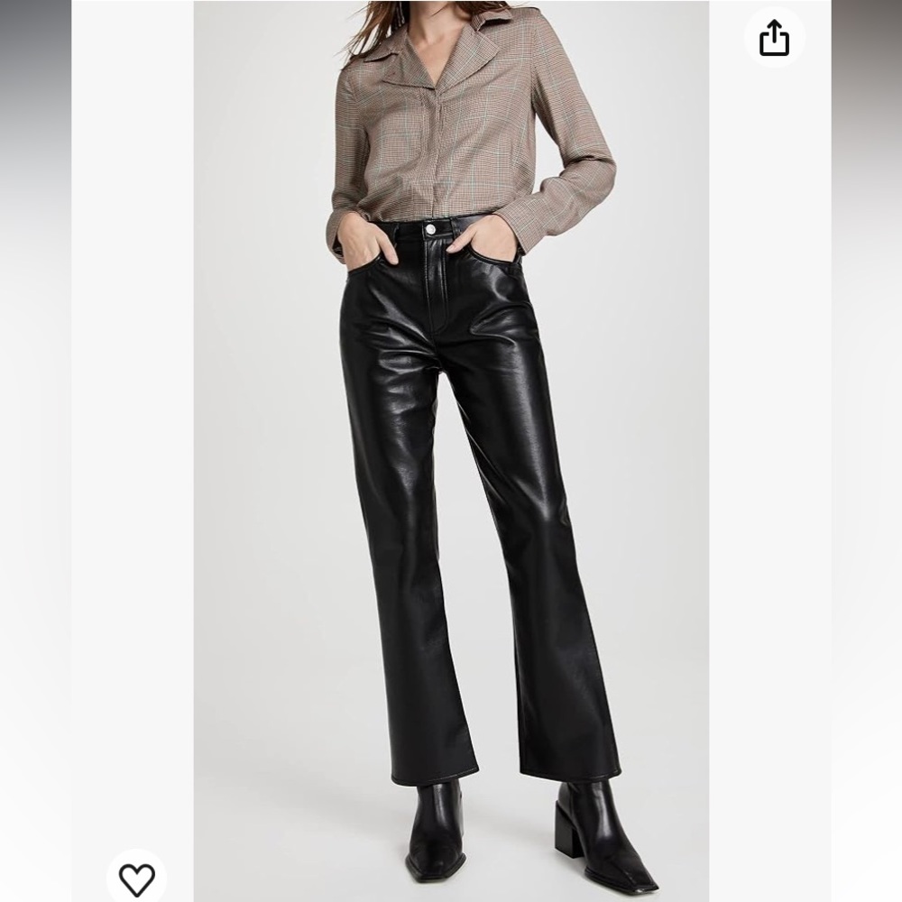 NWT AGOLDE Recycled Leather Mid Rise Relaxed fit Boot Cut Bootcut Pants Trousers - Picture 13 of 16